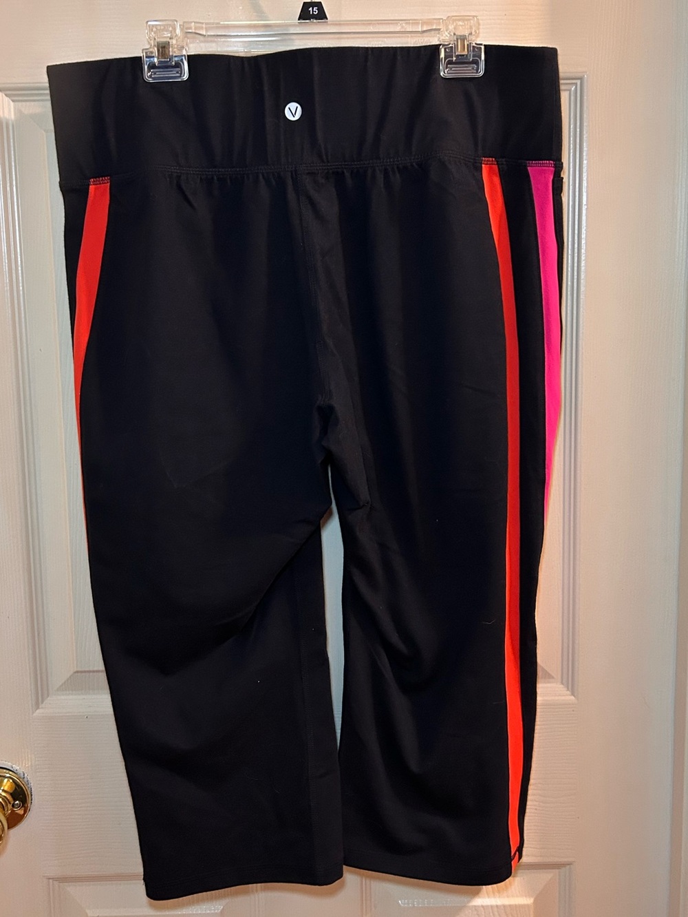 Women’s Capri Leggings with Pink Side Stripe - Picture 5 of 5